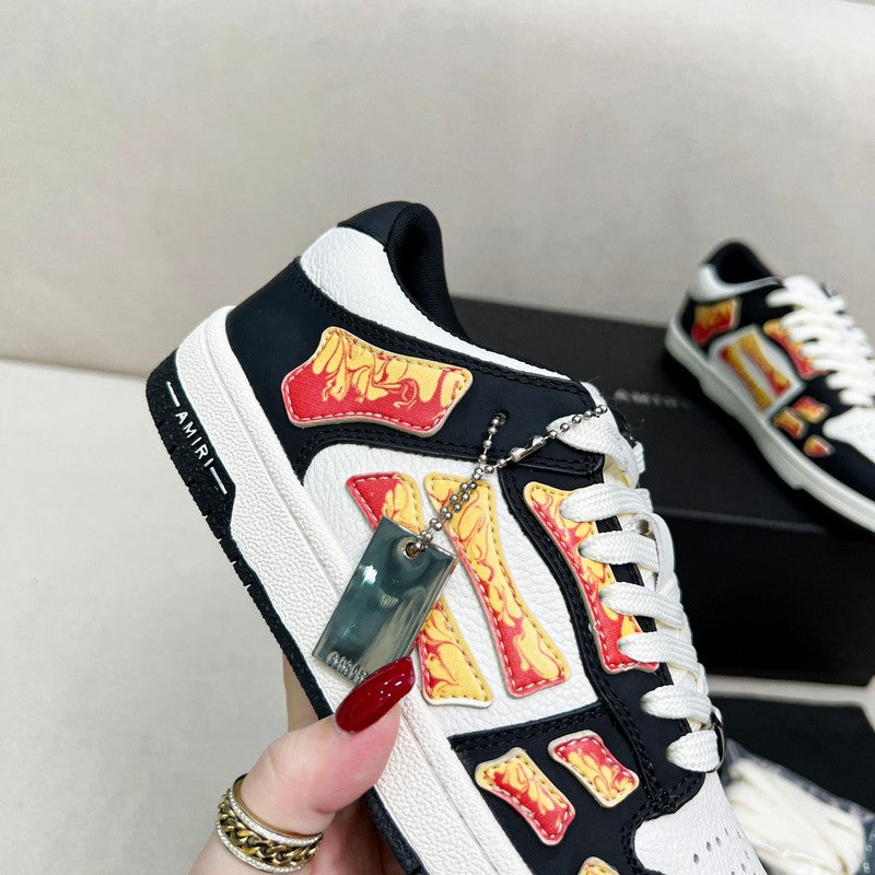 Amiri Skel-Top Low Sneaker 'Black/White Flame'