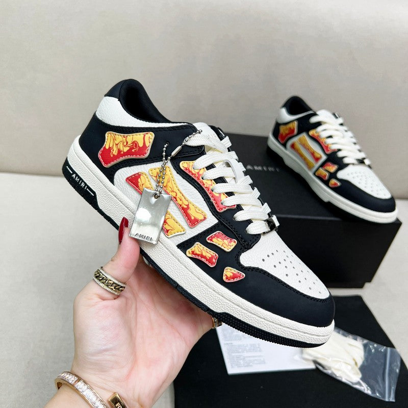 Amiri Skel-Top Low Sneaker 'Black/White Flame'