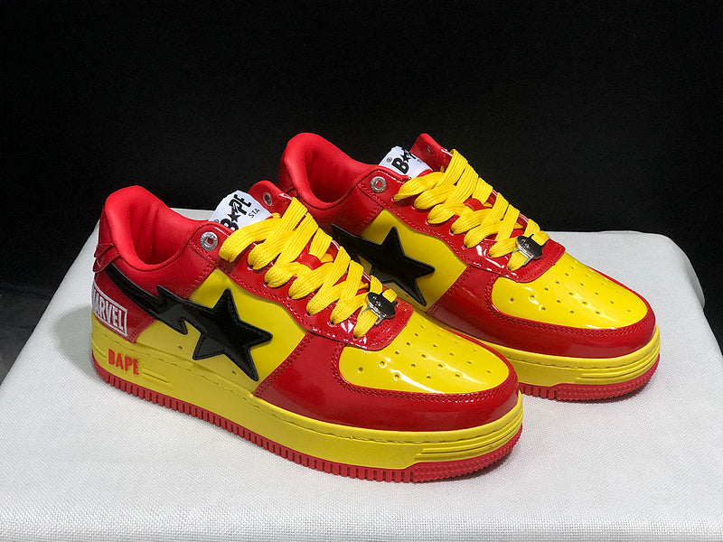 BAPE STA Low × Marvel — Iron Man (Red/Yellow Patent Leather)