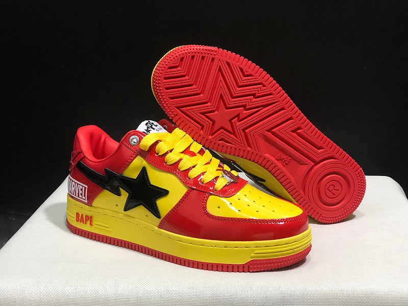 BAPE STA Low × Marvel — Iron Man (Red/Yellow Patent Leather)