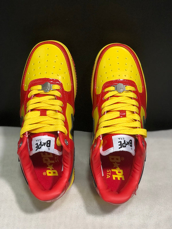 BAPE STA Low × Marvel — Iron Man (Red/Yellow Patent Leather)