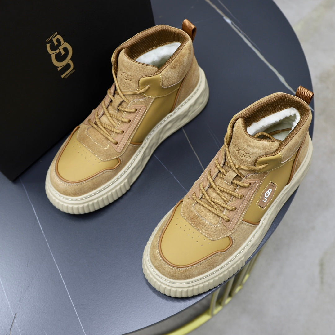 Men's Wheat Nubuck High-Top Lace-Up Sneaker Boot